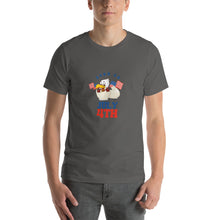 Load image into Gallery viewer, Born On July 4th Unisex T-Shirt Blue Red Print
