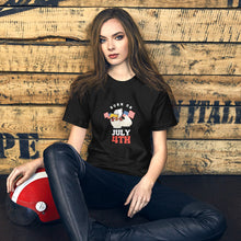 Load image into Gallery viewer, Born On July 4th Unisex T-Shirt White Red Print
