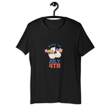 Load image into Gallery viewer, Born On July 4th Unisex T-Shirt Blue Red Print
