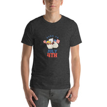Load image into Gallery viewer, Born On July 4th Unisex T-Shirt Blue Red Print
