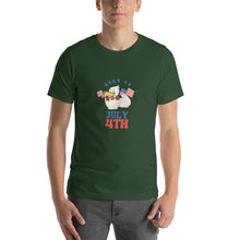 Load image into Gallery viewer, Born On July 4th Unisex T-Shirt Blue Red Print
