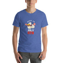 Load image into Gallery viewer, Born On July 4th Unisex T-Shirt White Red Print
