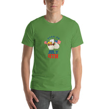 Load image into Gallery viewer, Born On July 4th Unisex T-Shirt Blue Red Print
