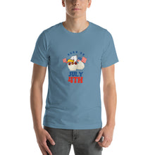 Load image into Gallery viewer, Born On July 4th Unisex T-Shirt Blue Red Print
