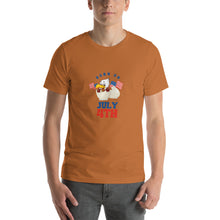 Load image into Gallery viewer, Born On July 4th Unisex T-Shirt Blue Red Print
