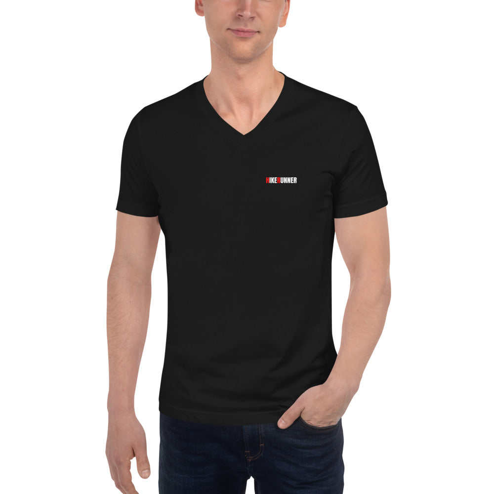 Hikerunner Unisex Short Sleeve V-Neck T-Shirt White Print