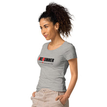 Load image into Gallery viewer, Hikerunner Women’s Basic Organic T-Shirt LMTO Black Print
